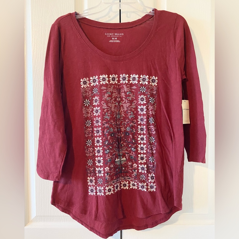 Lucky Brand Long Sleeve T-Shirt - Wine